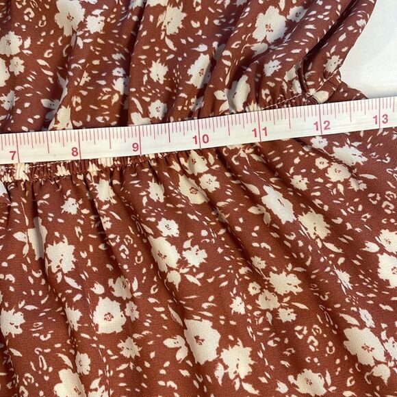 MINE Peasant Babydoll Milkmaid Off-the-shoulder Mini Tiered Dress Dusty Rose S - Picture 11 of 14